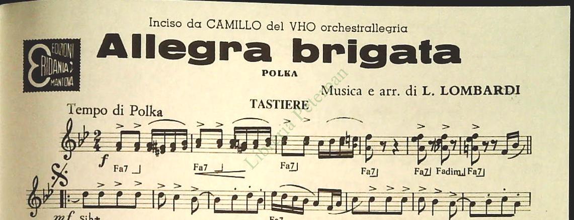 VIALE ORTLES 39.valzer-STRADA MAESTRA.mazurka-ALLEGRA BRIGATA.plka - SPARTITO