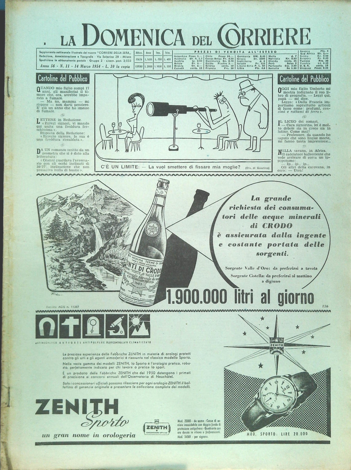 DOMENICA DEL CORRIERE N. 11 - 14 MARZO 1954
