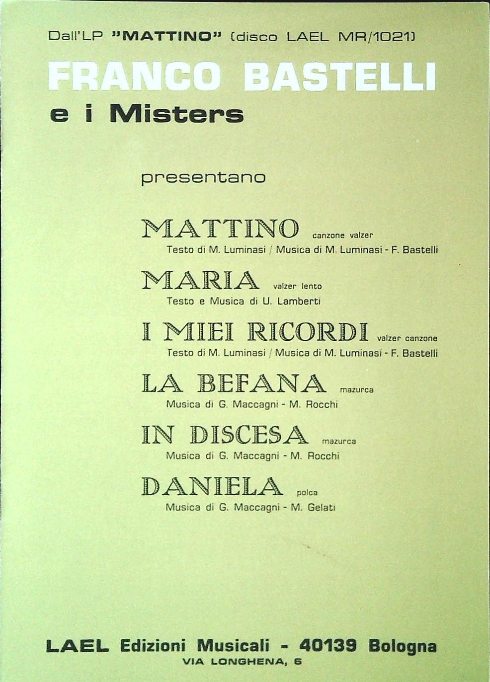 FRANCO BASTELLI E I MISTERSA - SEI BRANI - SPARTITO - SHEET MUSIC