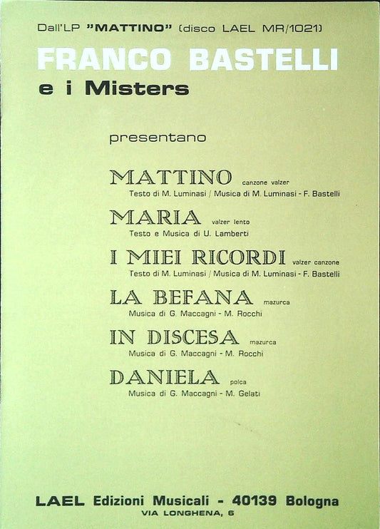 FRANCO BASTELLI E I MISTERSA - SEI BRANI - SPARTITO - SHEET MUSIC