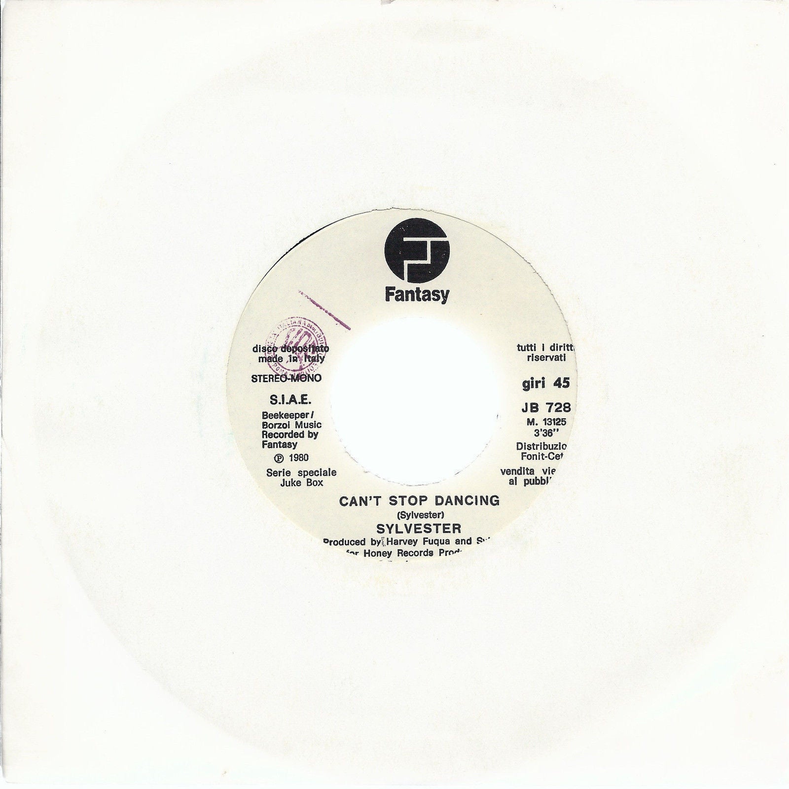 CAN'T STOP DANCING # SYLVESTER -- MARA # BRUNO D'ANDREA - Edizione per Juke Box