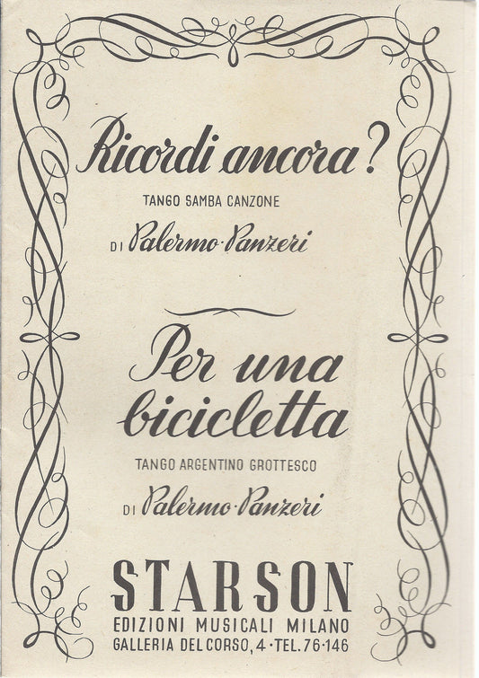 RICORDI ANCORA? - PER UNA BICICLETTA  Palermo-Panzeri  # SPARTITO