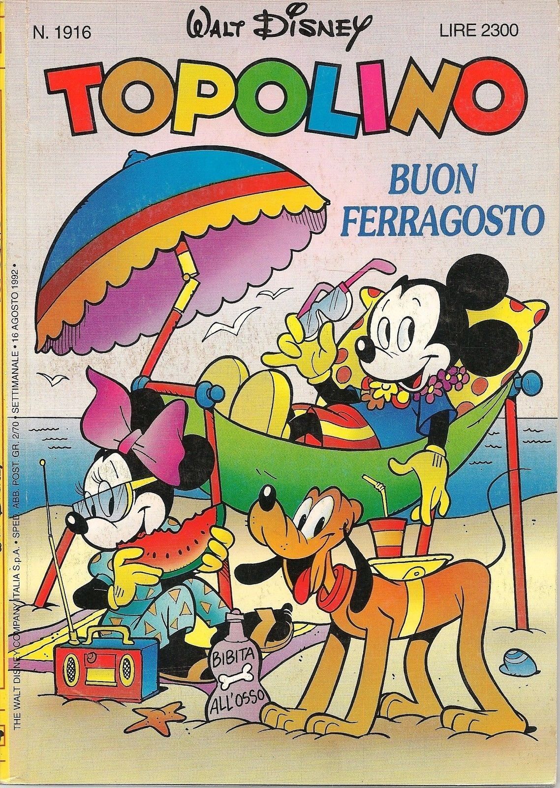 TOPOLINO N° 1916 - 16 AGOSTO 1992