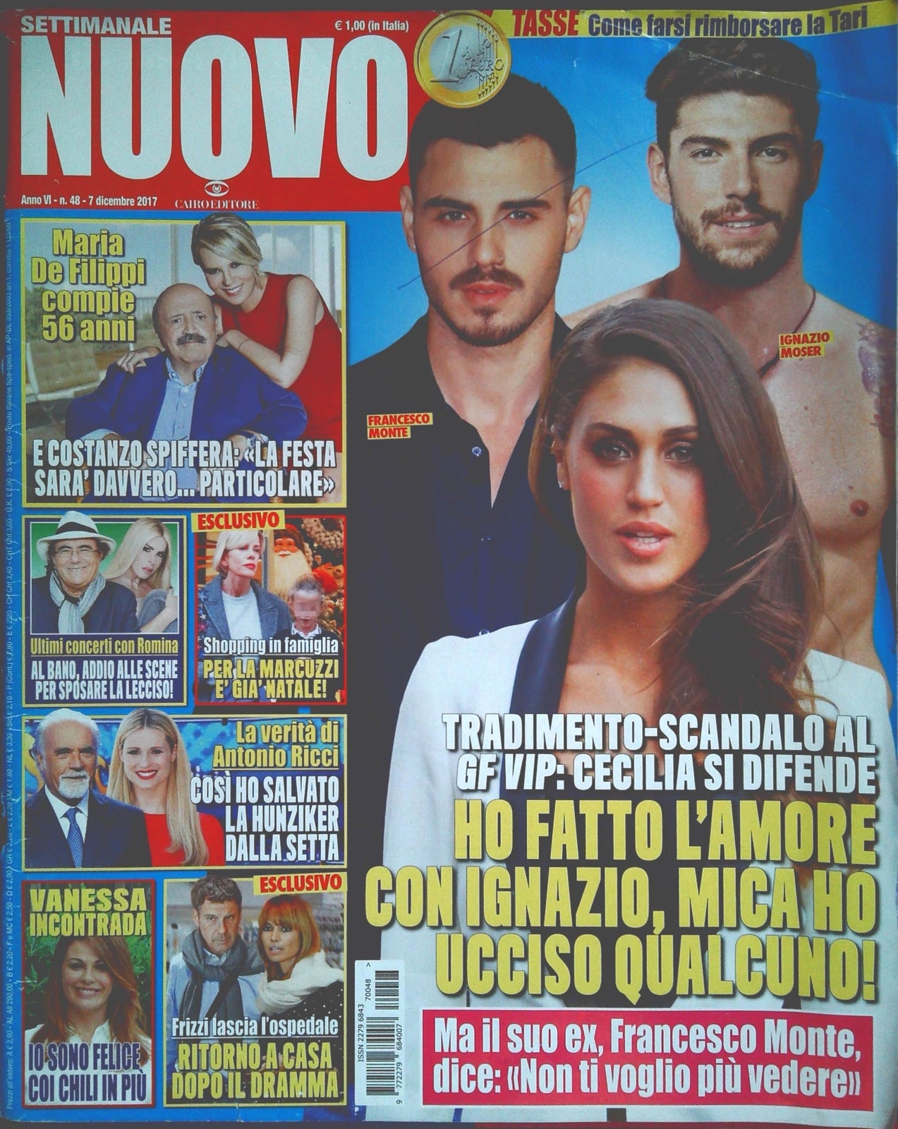 SETTIMANALE NUOVO 7 DICEMBRE 2019 - DE FILIPPI - AL BANO - INCONTRADA -