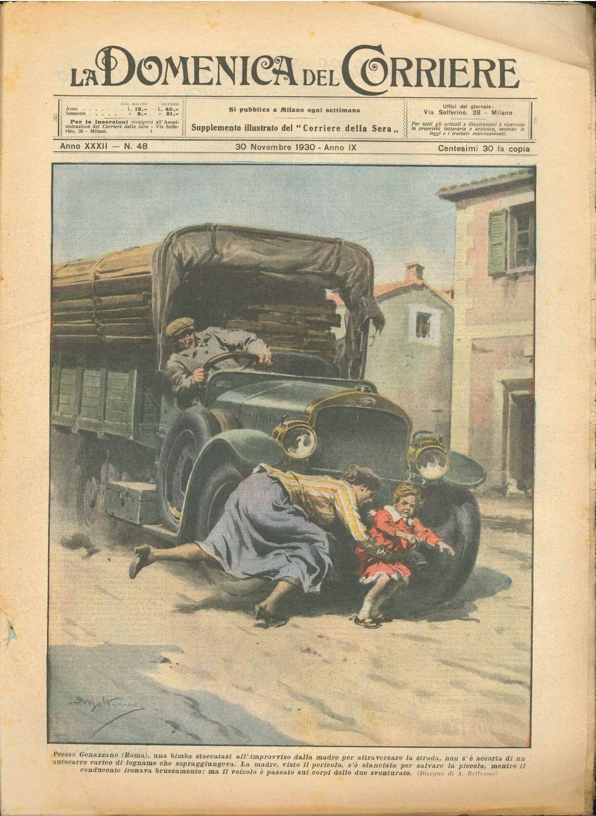 DOMENICA DEL CORRIERE N 48 - 30 NOVEMBRE 1930 - ILL. A BELTRAME