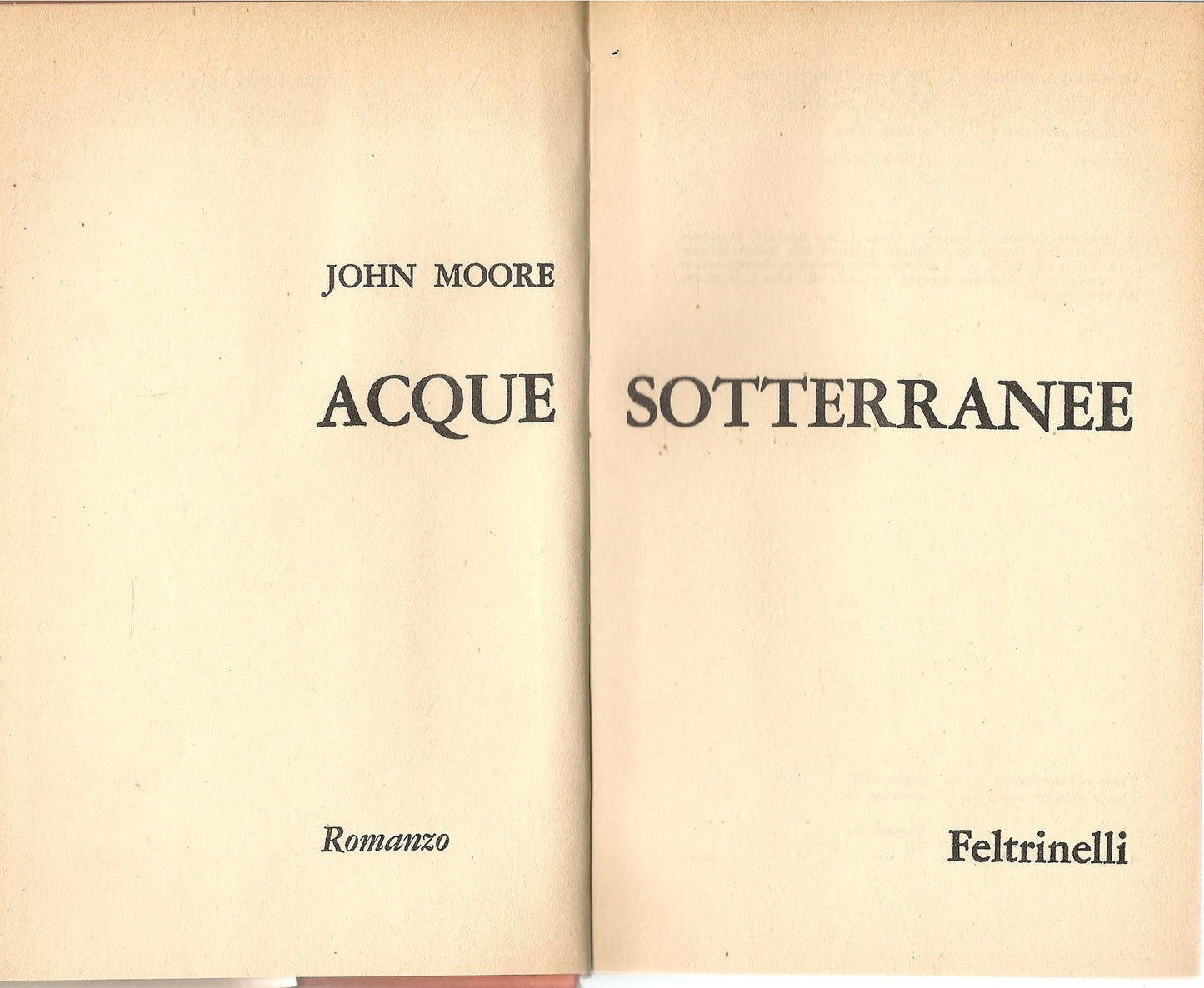 ACQUE SOTTOERRANEE - JOHN MOORE