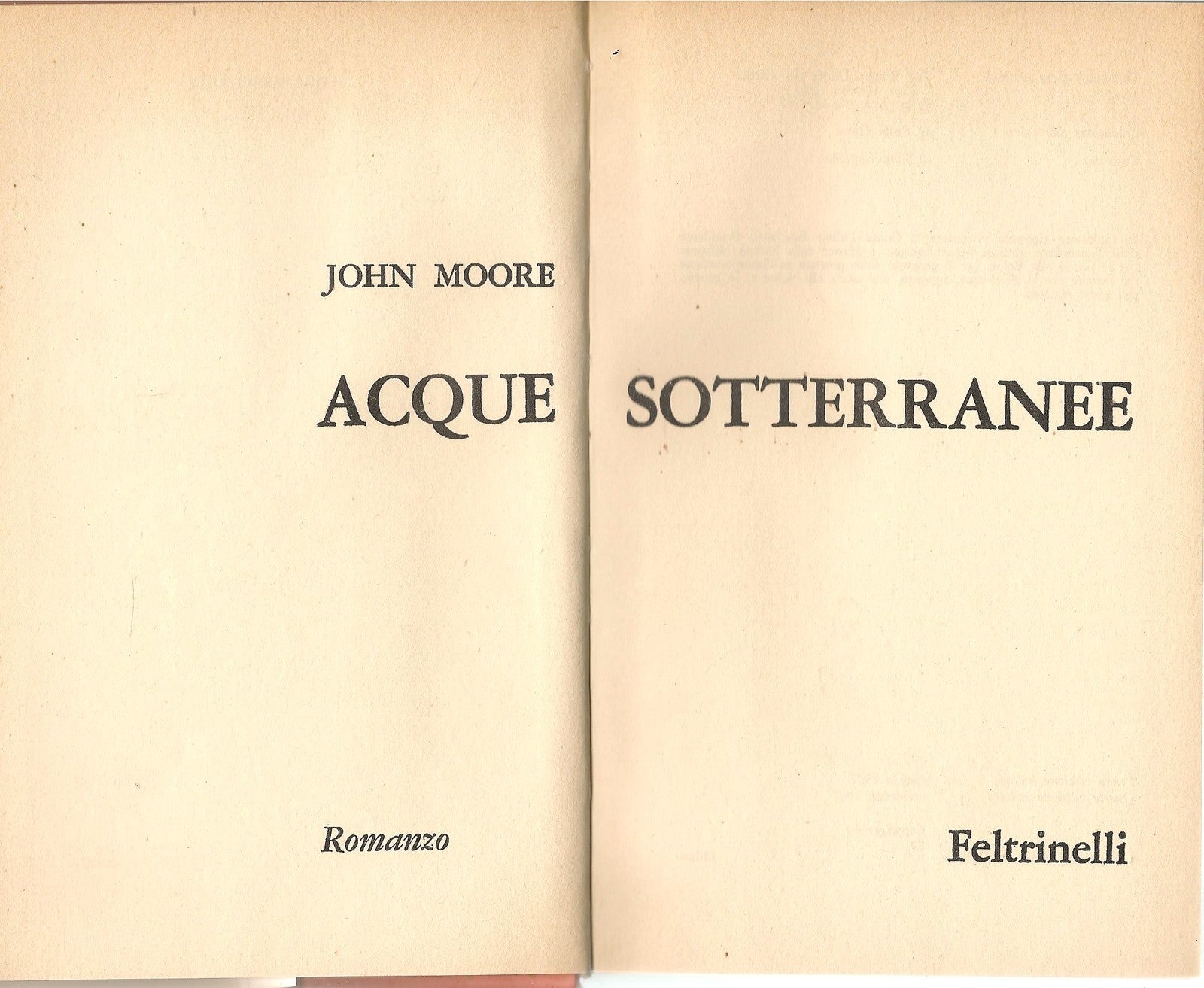 ACQUE SOTTOERRANEE - JOHN MOORE