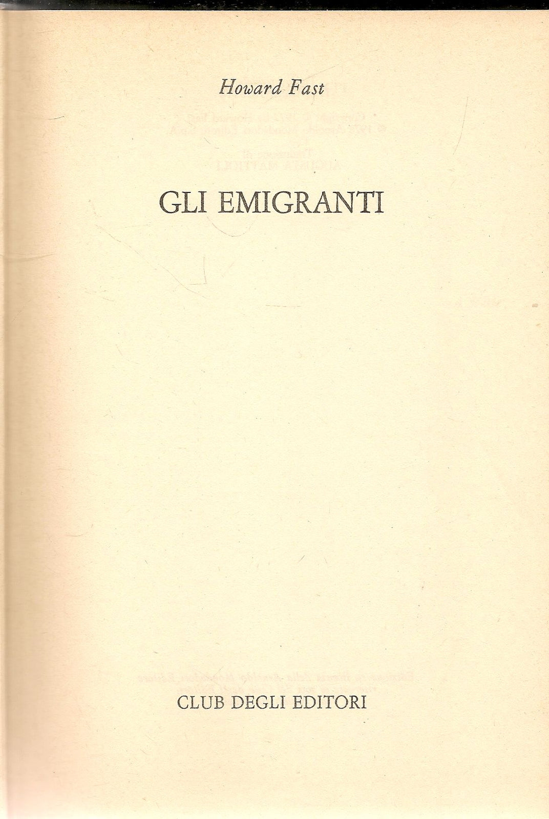 GLI EMIGRANTI - HOWARD FOX - CDE 1978