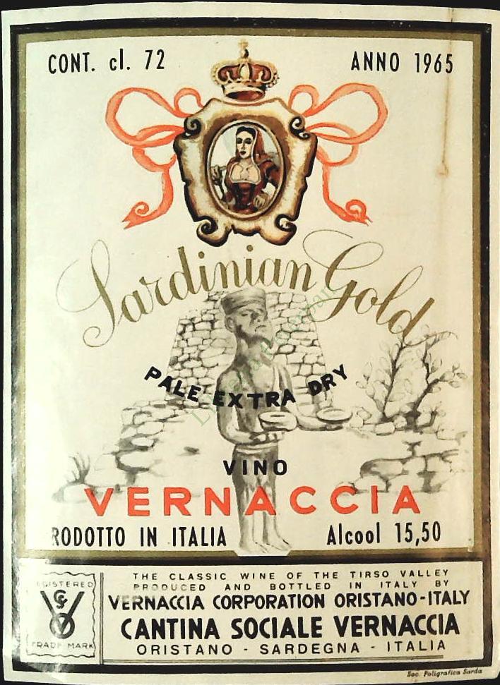 VERNACCIA  CANTINA SOCIALE ORISTANO 1965 - ETICHETTA VINO