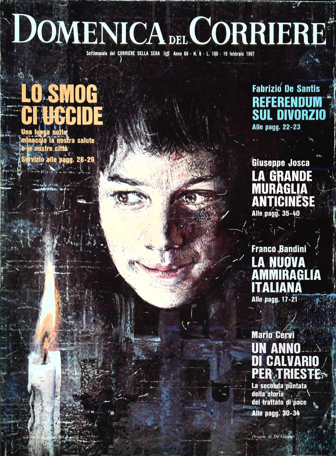 DOMENICA DEL CORRIERE 19 FEBBRAIO 1967 -REFERENDUM DIVORZIO-NAVE VITTORIO VENETO