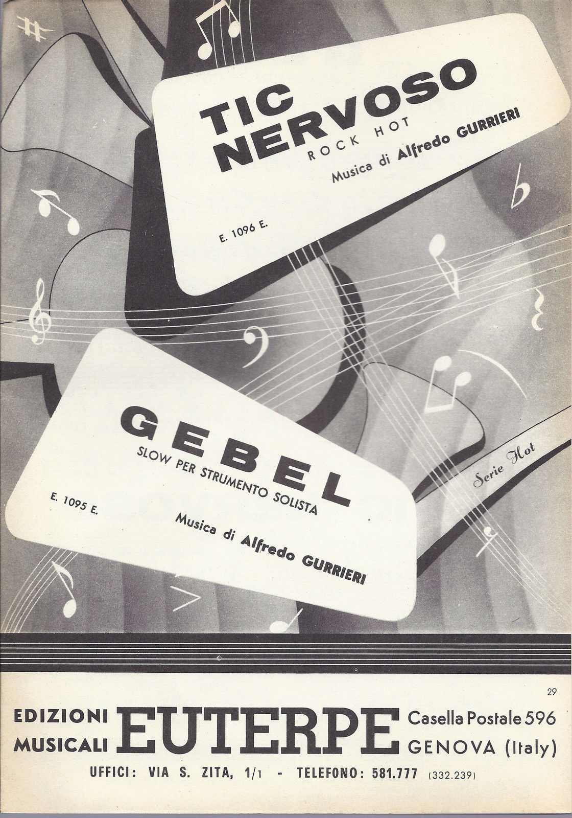 TIC NERVOSO -- GEBEL  Alfredo Gurrieri  #  SPARTITO - Ediz. Euterpe