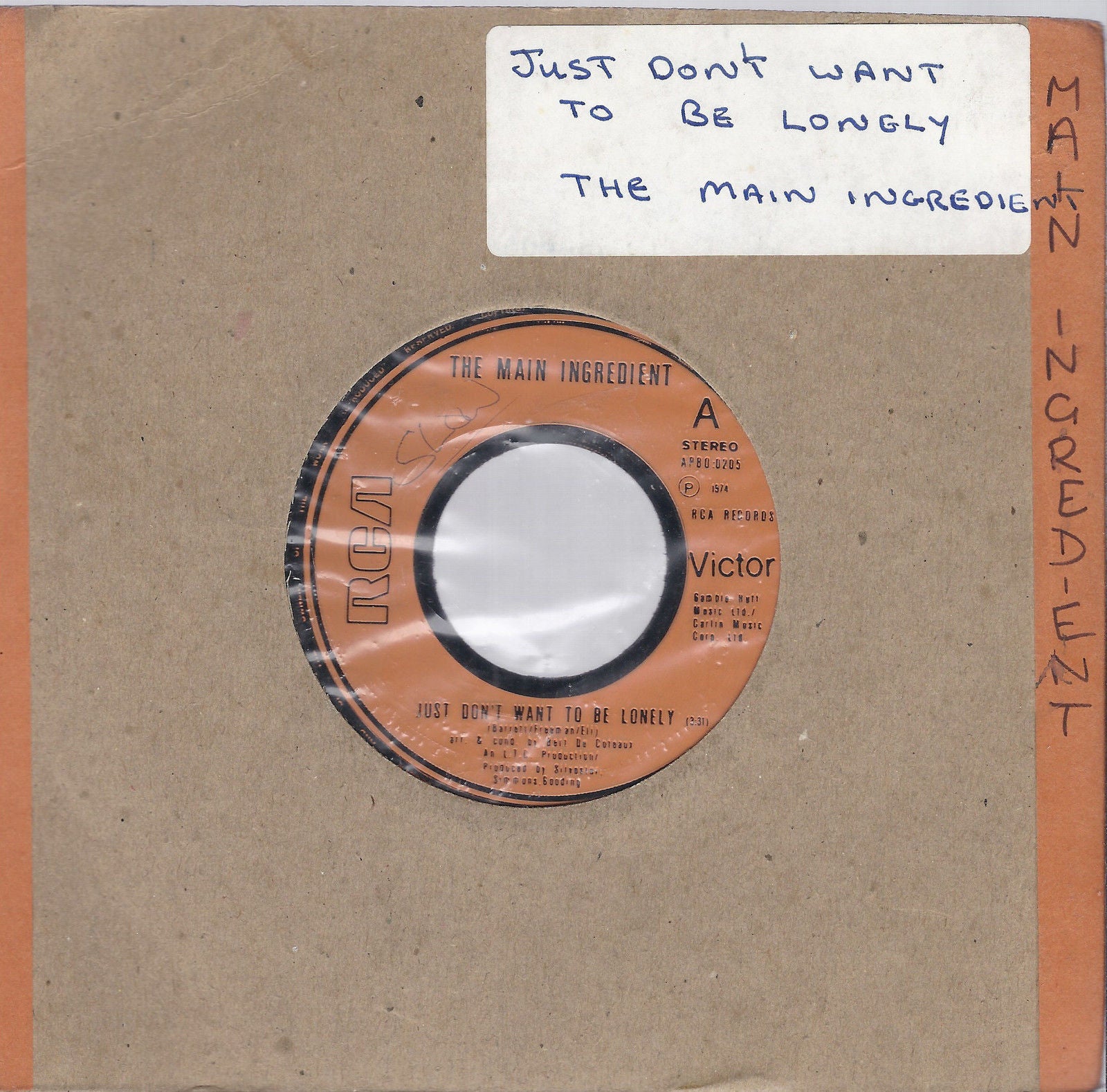 JUST DON'T WANT TO BE LONELY - GOODBYE MY LOVE # THE MAIN INGREDIENT