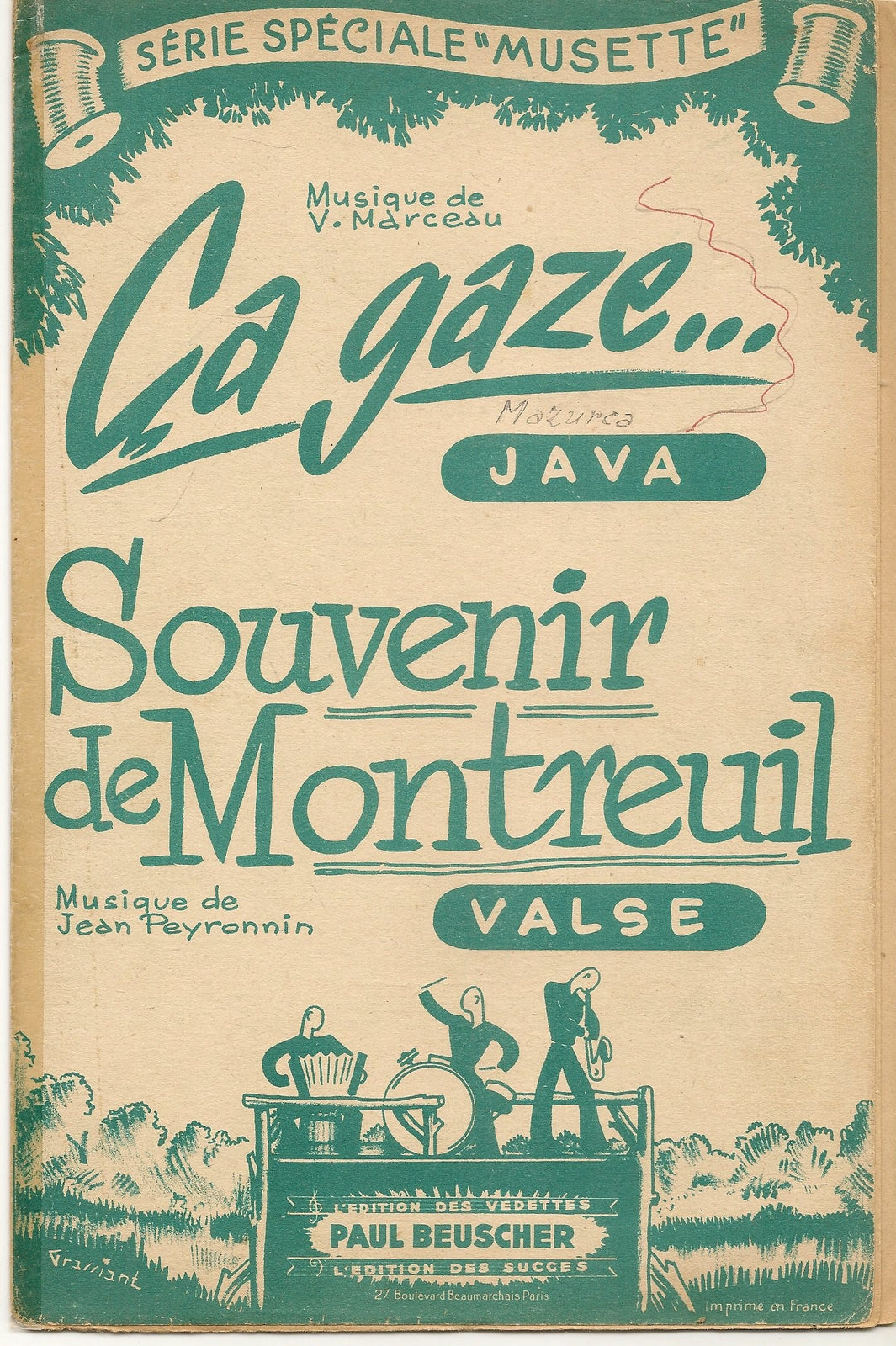 CA GAZE. java - SOUVENIR DE MONTREUIL. valse -SPARTITO-SHEET MUSIC