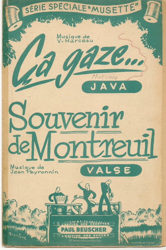 CA GAZE. java - SOUVENIR DE MONTREUIL. valse -SPARTITO-SHEET MUSIC