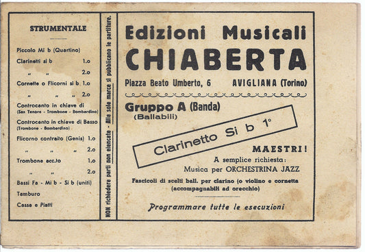 7 BRANI di G. CHIABERTA # SPARTITO - Clarinetto in SIb