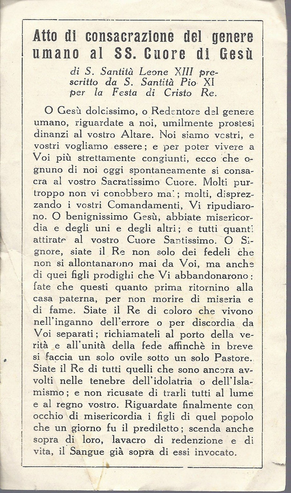 ATTO DI CONSACRAZIONE AL SS. CUORE DI GESU' di Leone XI