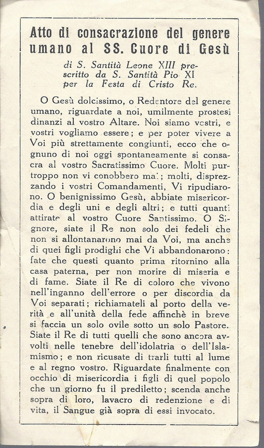 ATTO DI CONSACRAZIONE AL SS. CUORE DI GESU' di Leone XI