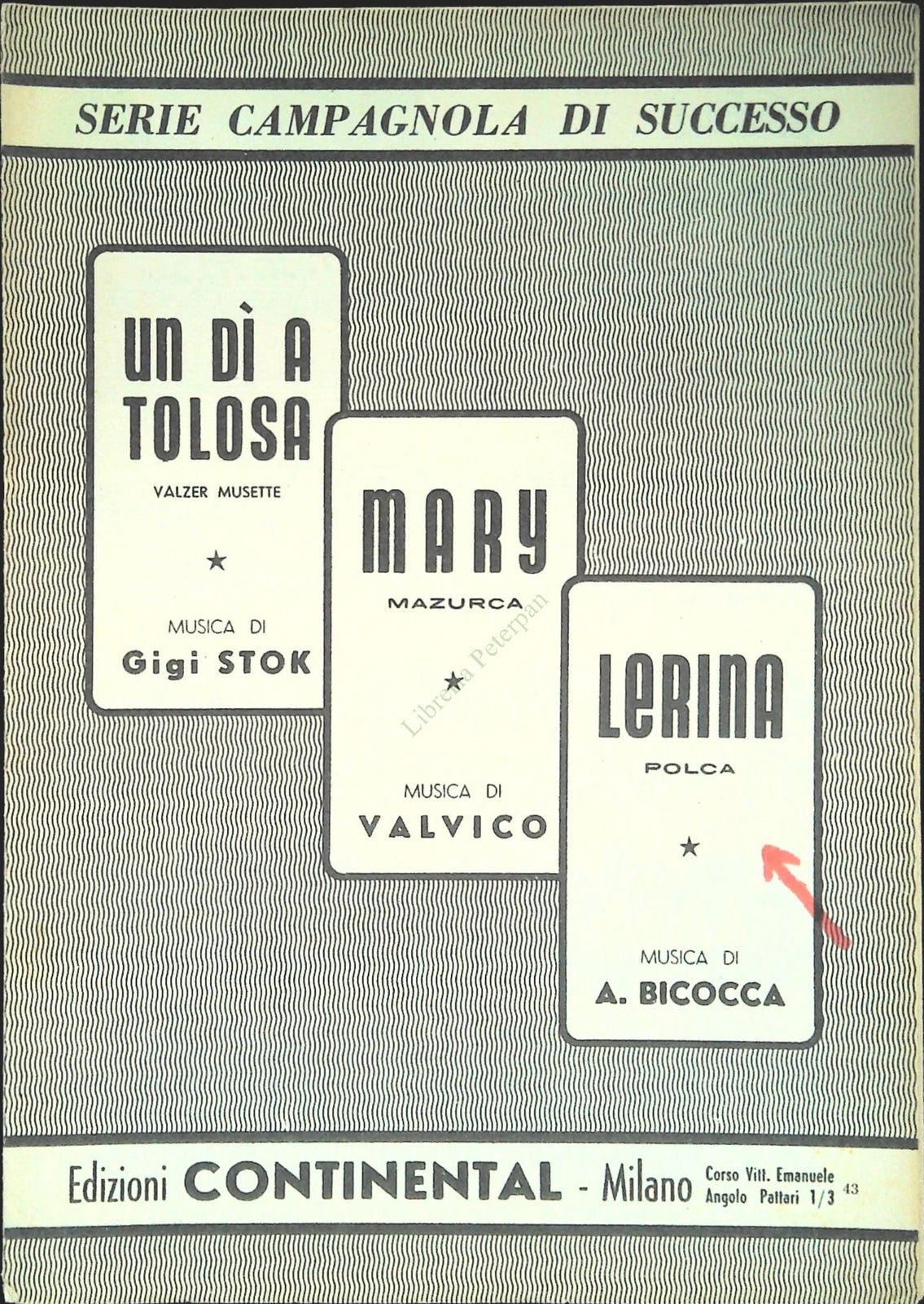 UN DI' A TOLOSA.valzer-MARY.mazurca-LERINA.polca - SPARTITO-SHEET MUSIC