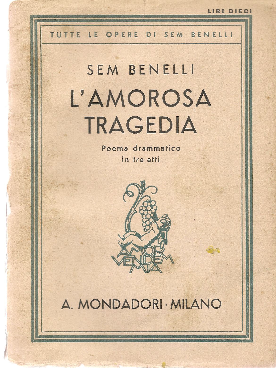 L'AMOROSA TRAGEDIA - SEM BENELLI
