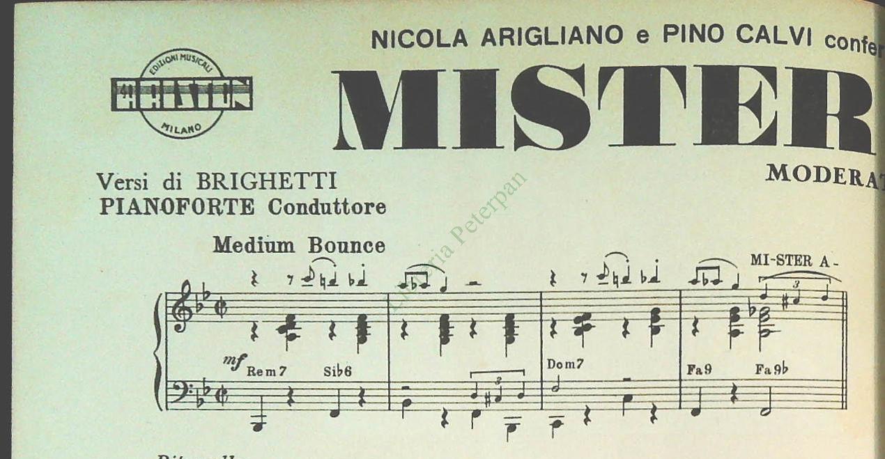 MISTER AMORE.mod. bounce-NOI DUE.slow-LA RAGAZZA DEL MIO CUORE.swing - SPARTITO