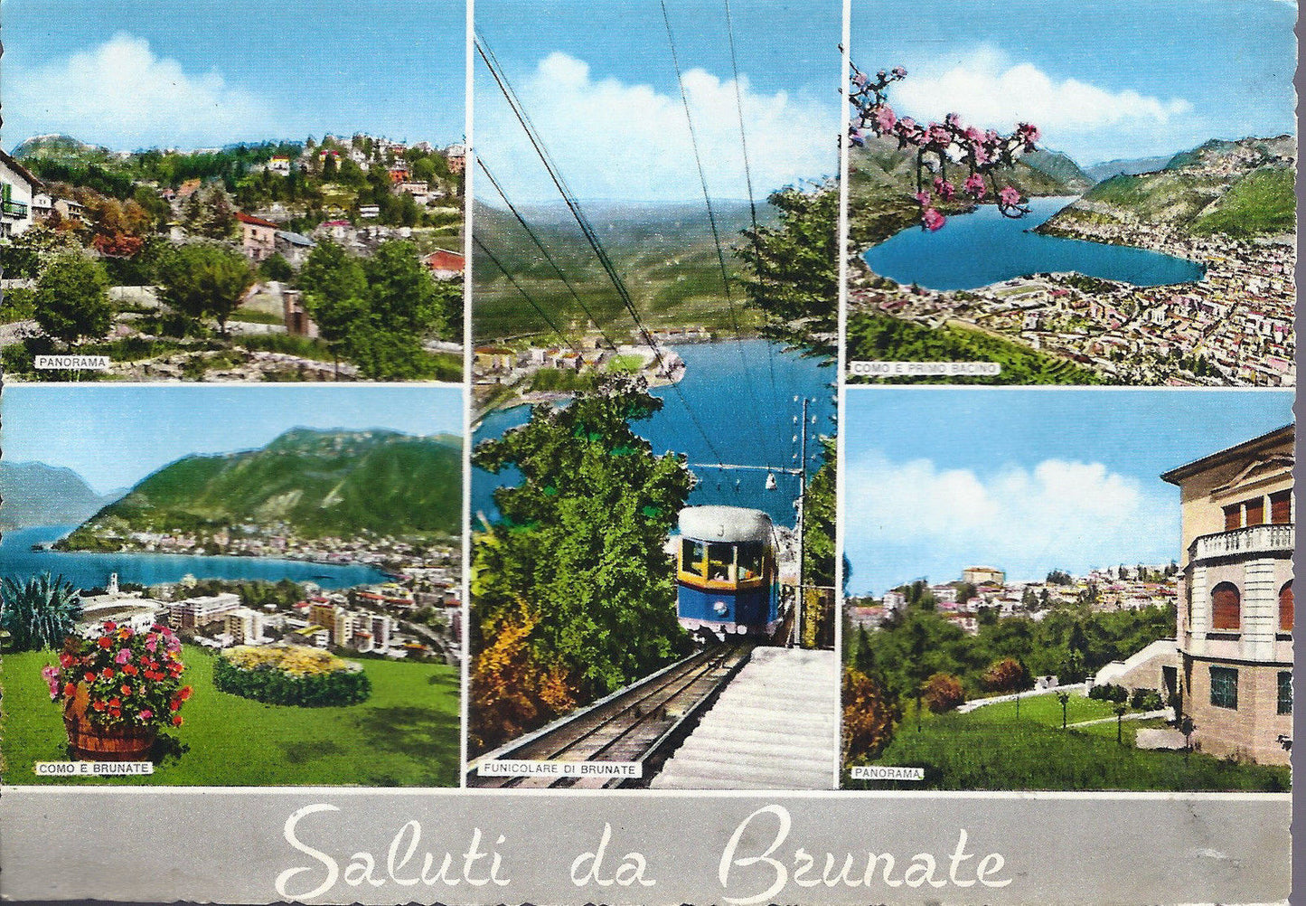 BRUNATE - SALUTI - 5 VEDUTE - NV - FG - ACQUERELLATA