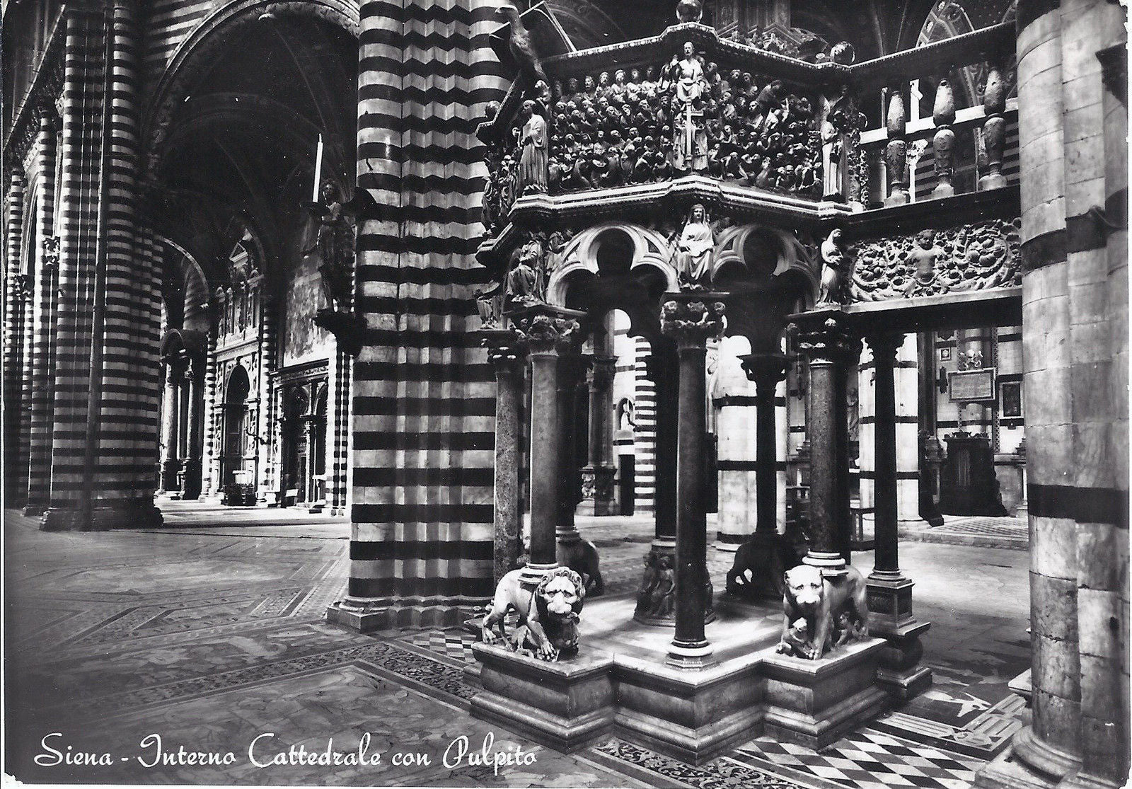 SIENA - INTERNO CATTEDRALE CON PULPITO - V1962