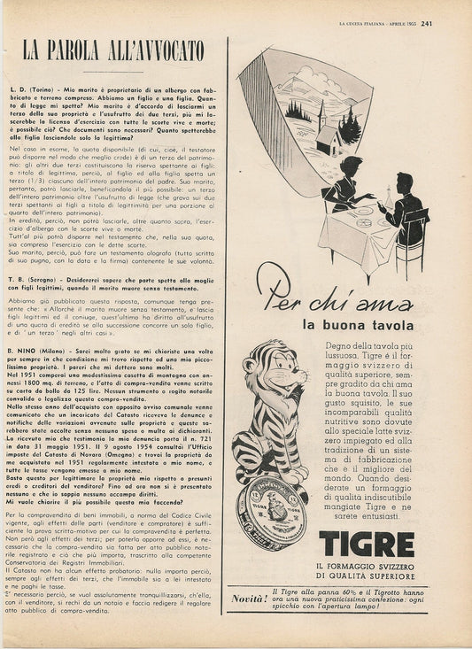 TIGRE. IL FORMAGGIO SVIZZERO DI QUALITA' SUPERIORE - ADVERTISING