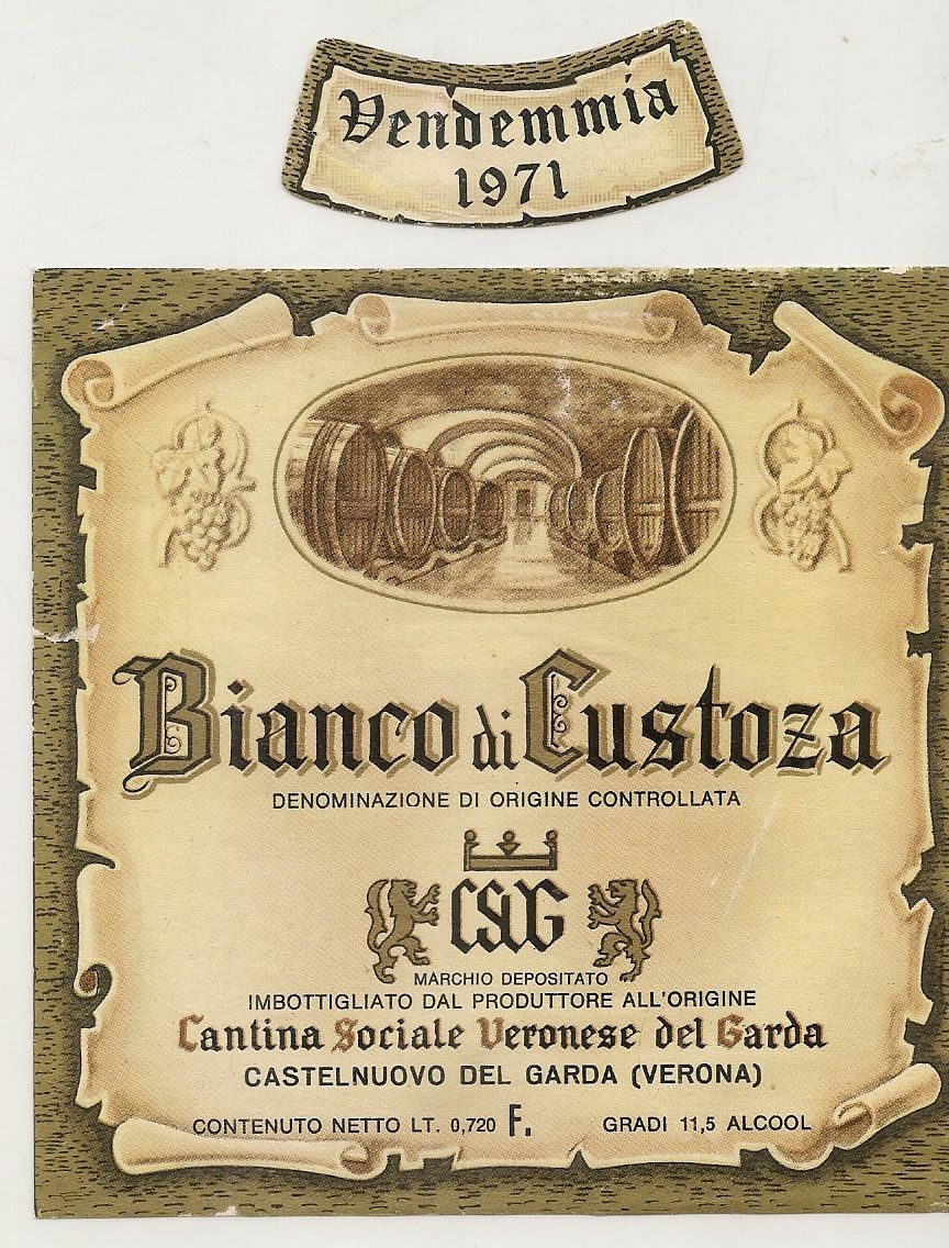 BIANCO DI CUSTOZA -CANTINA SOCIALE VERONESE DEL GARDA 1971 - ETICHETTA VINO