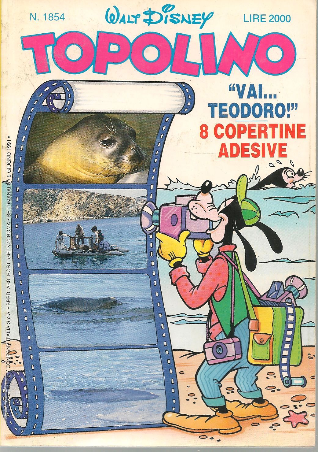 TOPOLINO N. 1854 - 9 GIUGNO 1991    CON FIGURINE