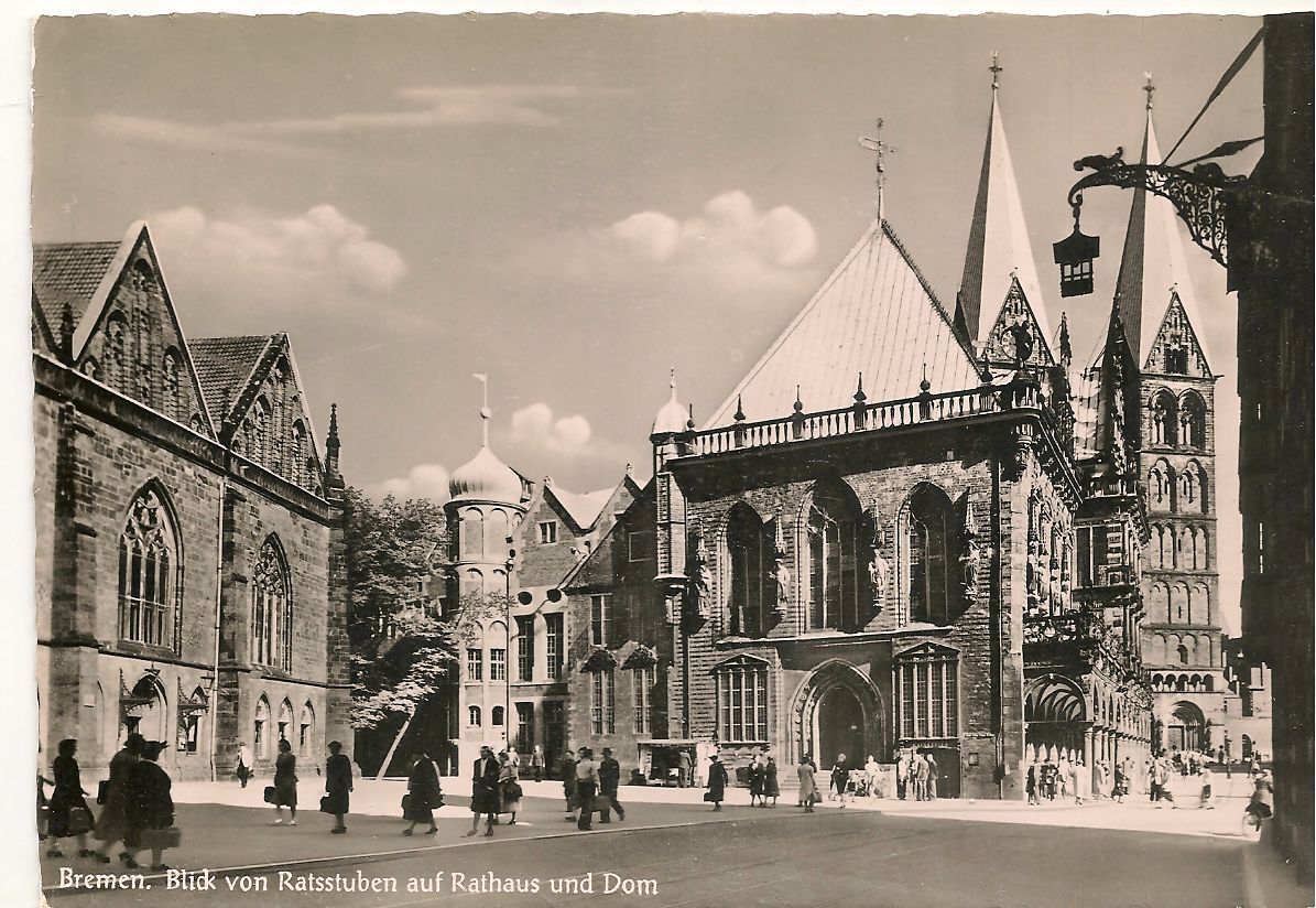 BREMEN - BLICK VON RATSSTUBEN AUF RATHAUS UND DOM - NV
