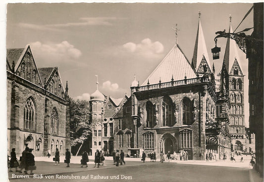 BREMEN - BLICK VON RATSSTUBEN AUF RATHAUS UND DOM - NV