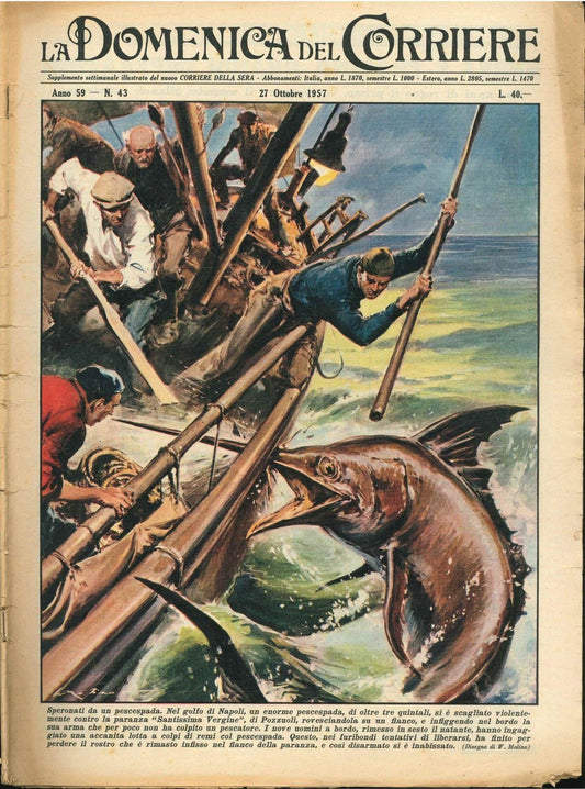 DOMENICA DEL CORRIERE N 43 - 27 OTTOBRE 1957- ILL. WALTER MOLINO