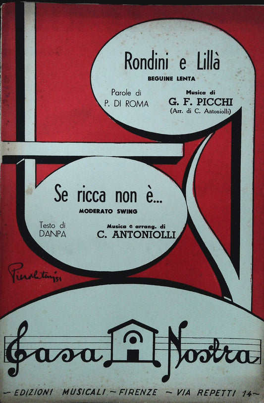RONDINI E LILLA'. beguiine - SE RICCA NON E' mod. swing - SPARTITO-SHEET MUSIC