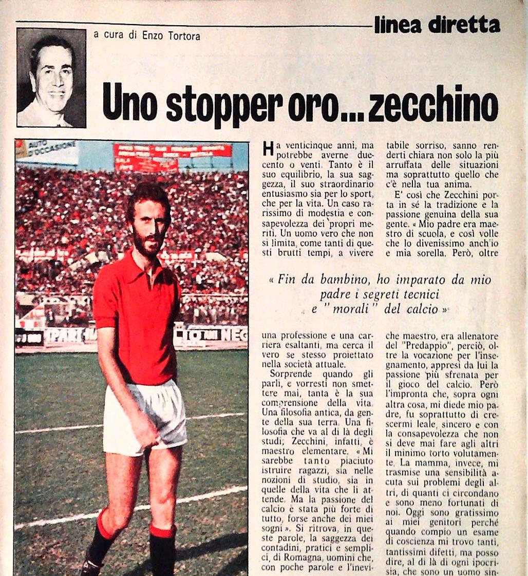 LUCIANO ZECCHINI. UNO STOPPER ...ORO ZECCHINO - CLIPPING RITAGLI DI GIONALE
