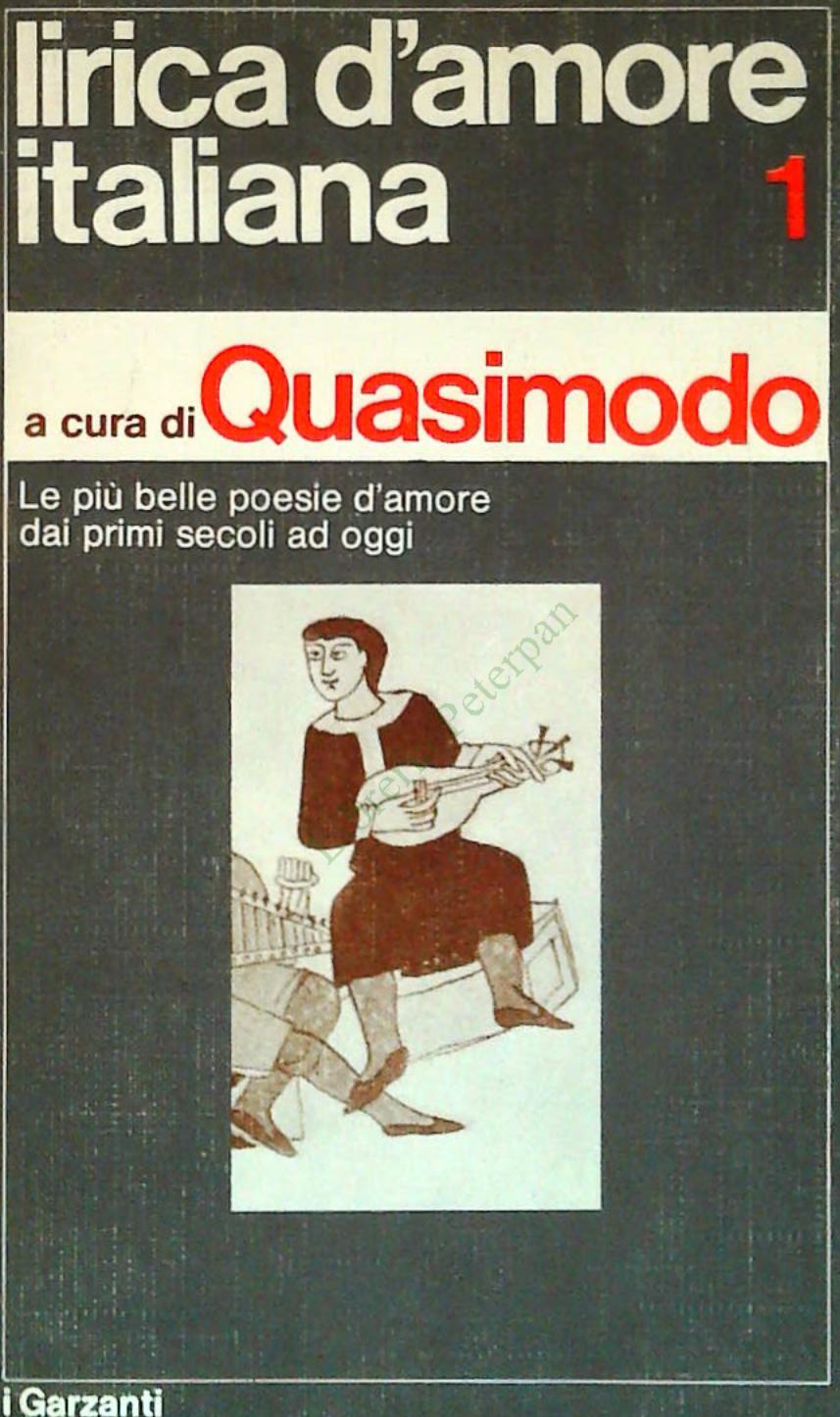 LIRICA D'AMORE ITALIANA - QUASIMODO - GARZANTI 1974 - OUTLET DEL LIBRO