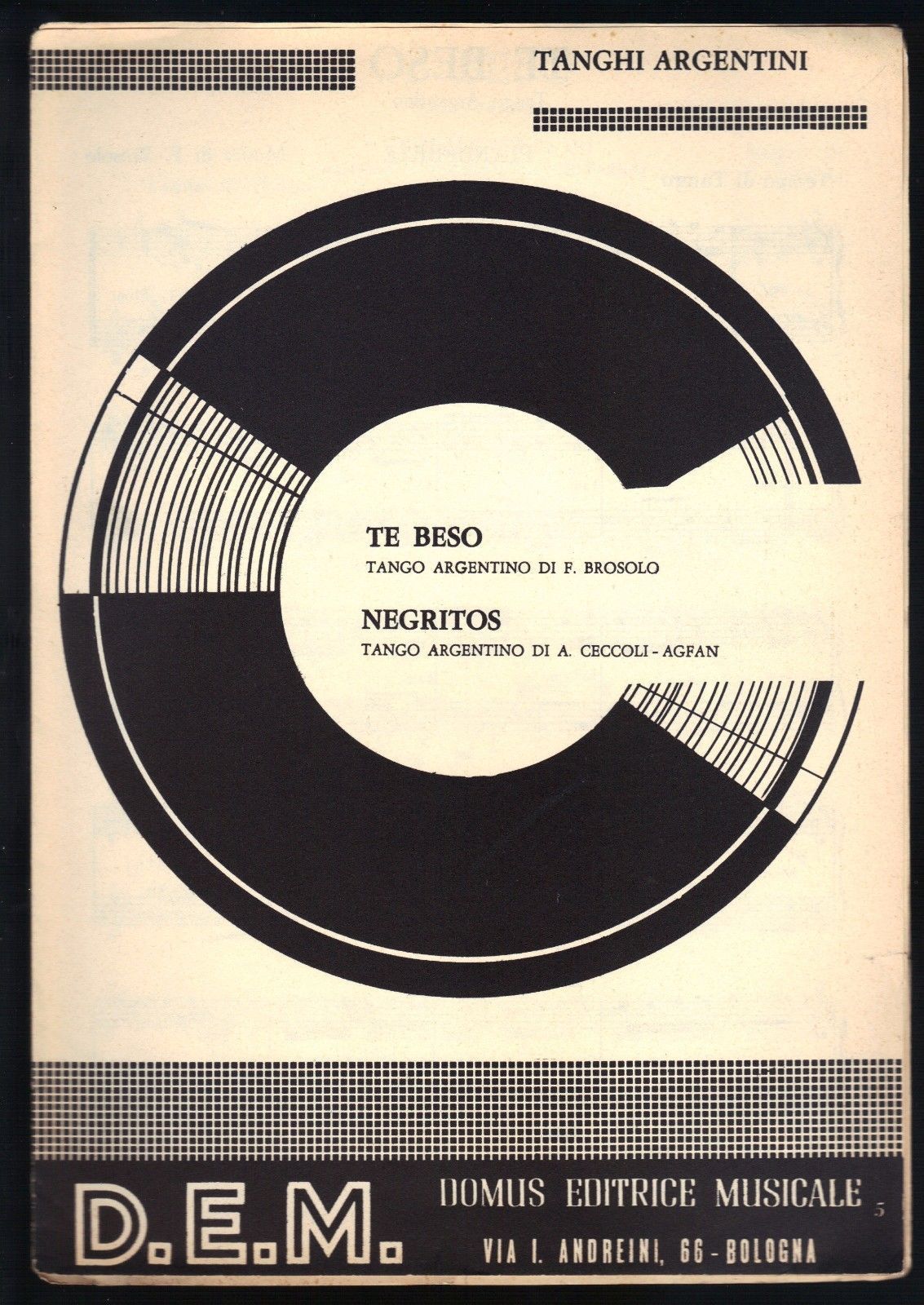 TE BESO (F. Brosolo) - NEGRITOS (A. Ceccoli-Agfan) - TANGHI ARGENTINI # SPARTITO