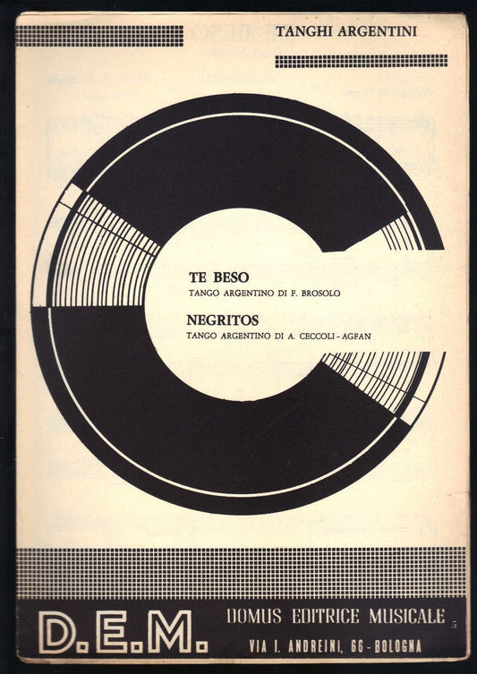 TE BESO (F. Brosolo) - NEGRITOS (A. Ceccoli-Agfan) - TANGHI ARGENTINI # SPARTITO