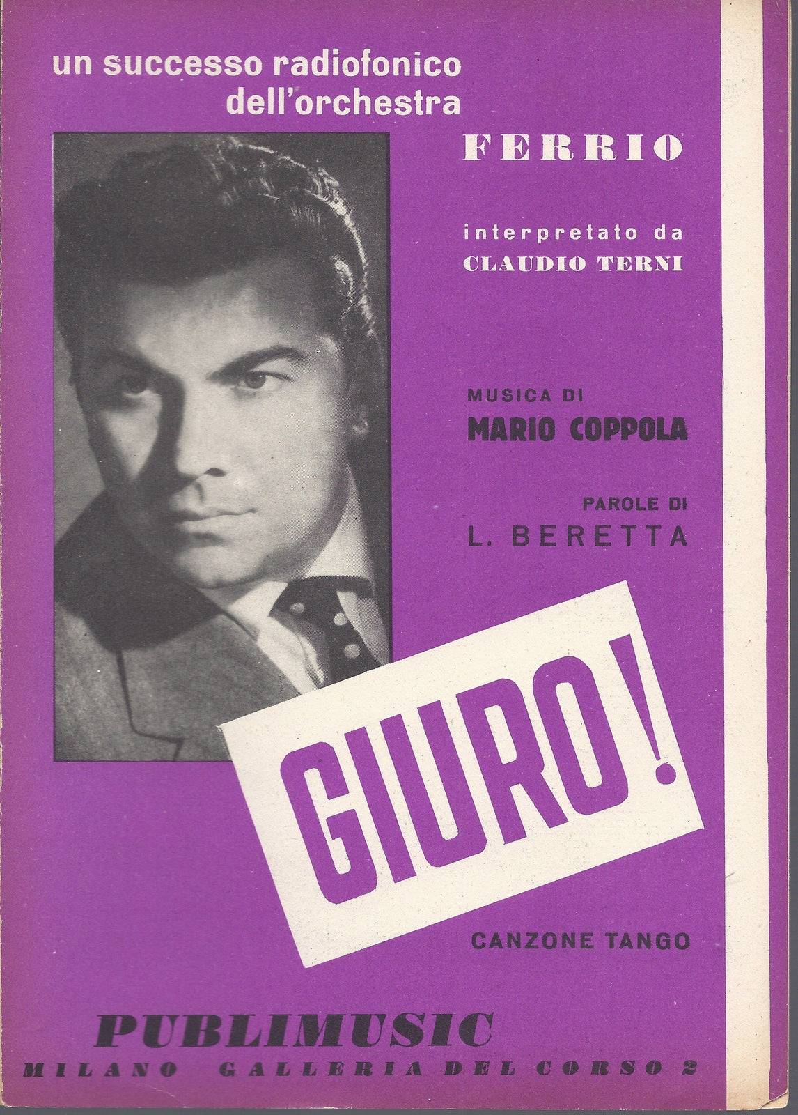 GIURO!   L. Beretta - M. Coppola -- SPARTITO