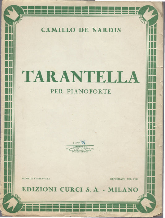 TARANTELLA per pianoforte  -  Camillo De Nardis -- SPARTITO
