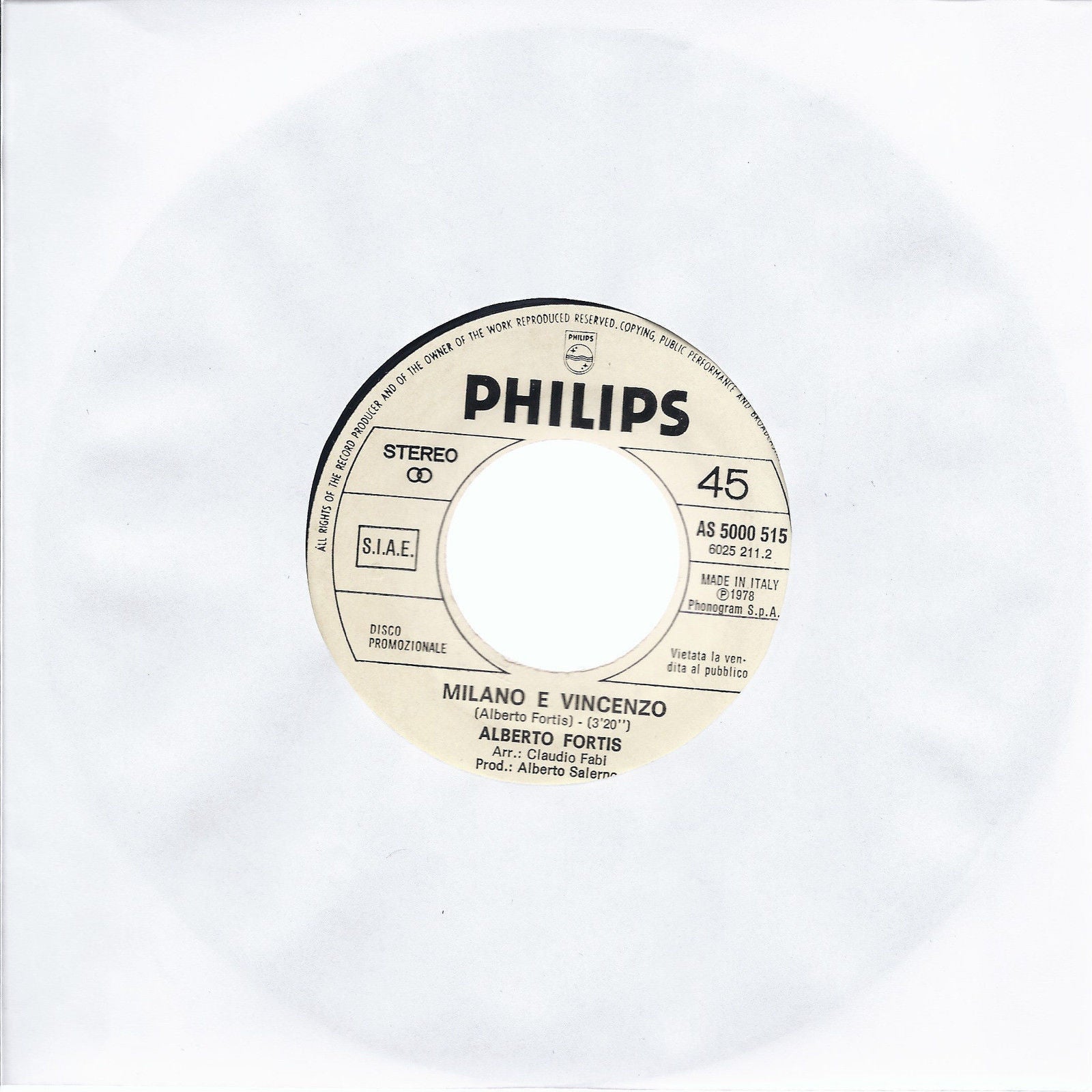 MILANO E VINCENZO # ALBERTO FORTIS -- REST YOUR LOVE ON ME # BEE GEES - Promo, w
