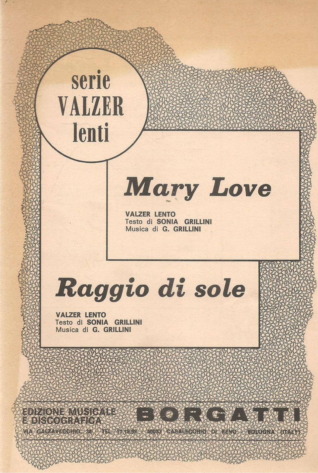 MARY LOVE.valzer lento - RAGGIO DI SOLE.valzer lento - SPARTITO-SHEET MUSIC
