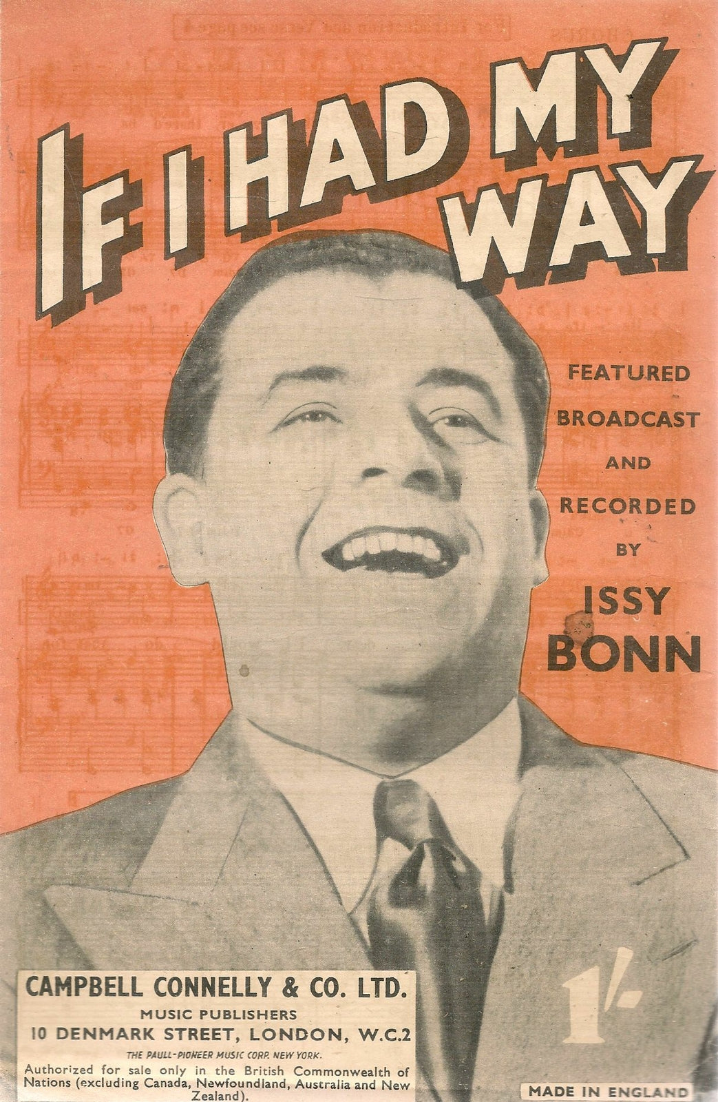 IF I HAD MY WAY - ISSY BONN - SPARTITO-SHEET MUSIC