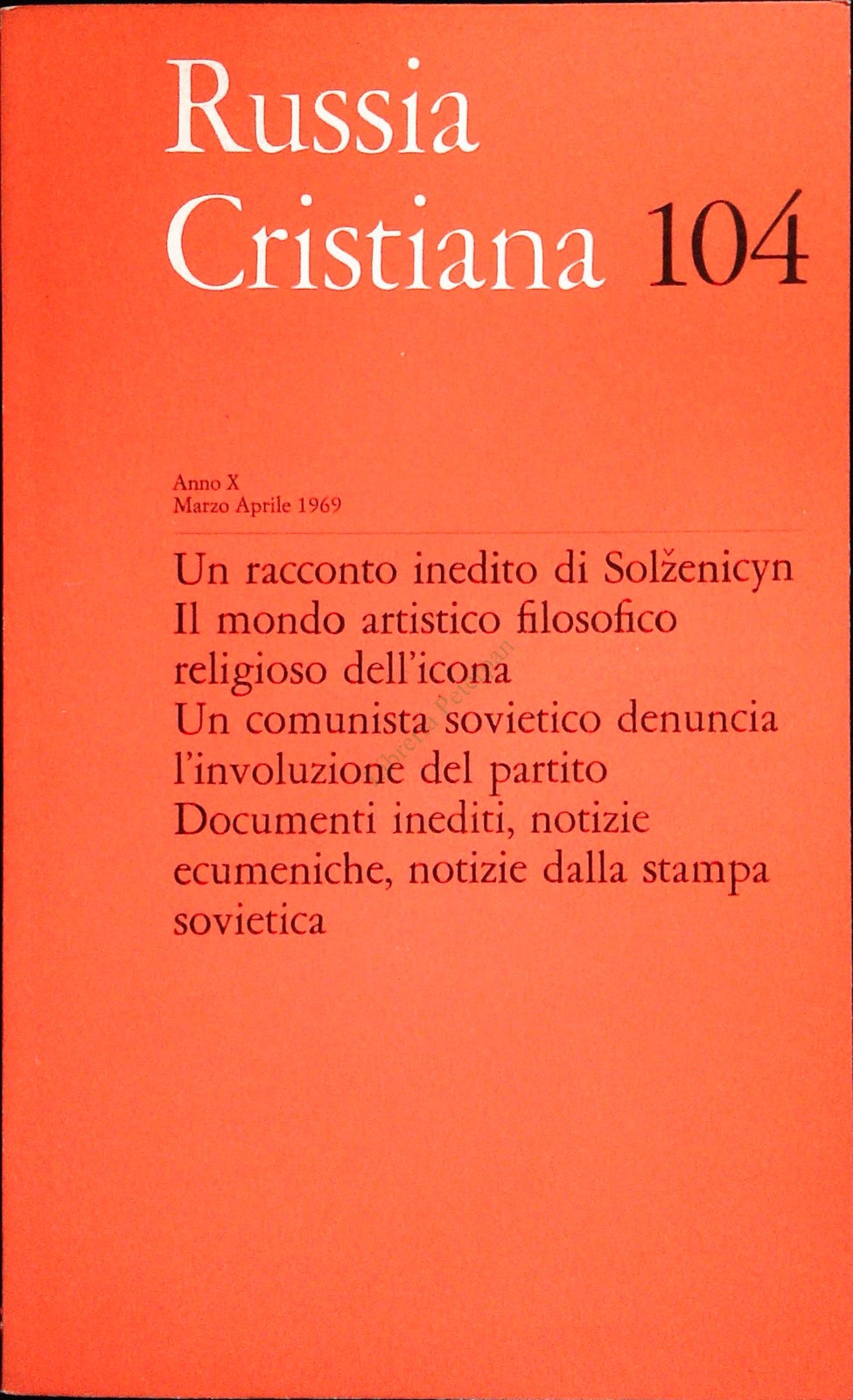 RUSSIA CRISTIANA N. 104 - MARZO APRILE 1969