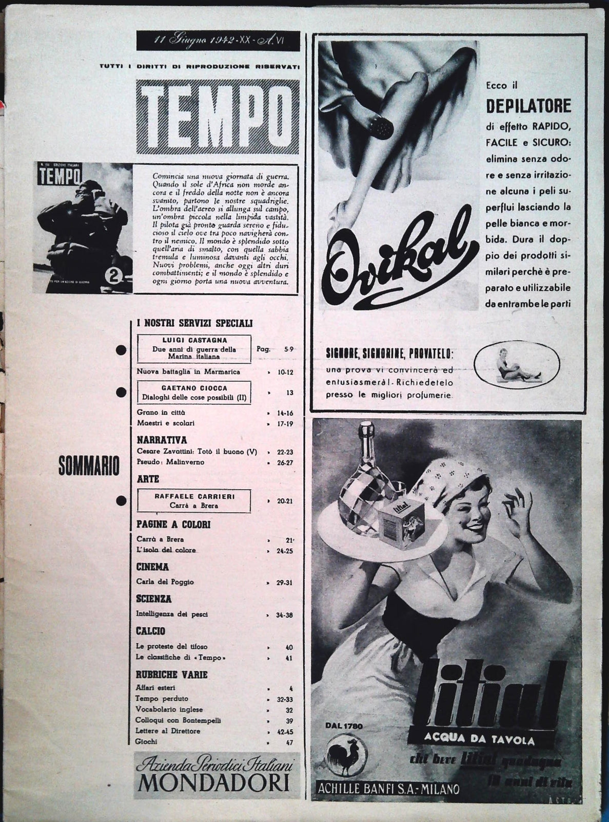 TEMPO N. 159 - 18 GIUGNO 1942 - MARINA ITALIANA - MARMARICA - GRANO IN CITTA'