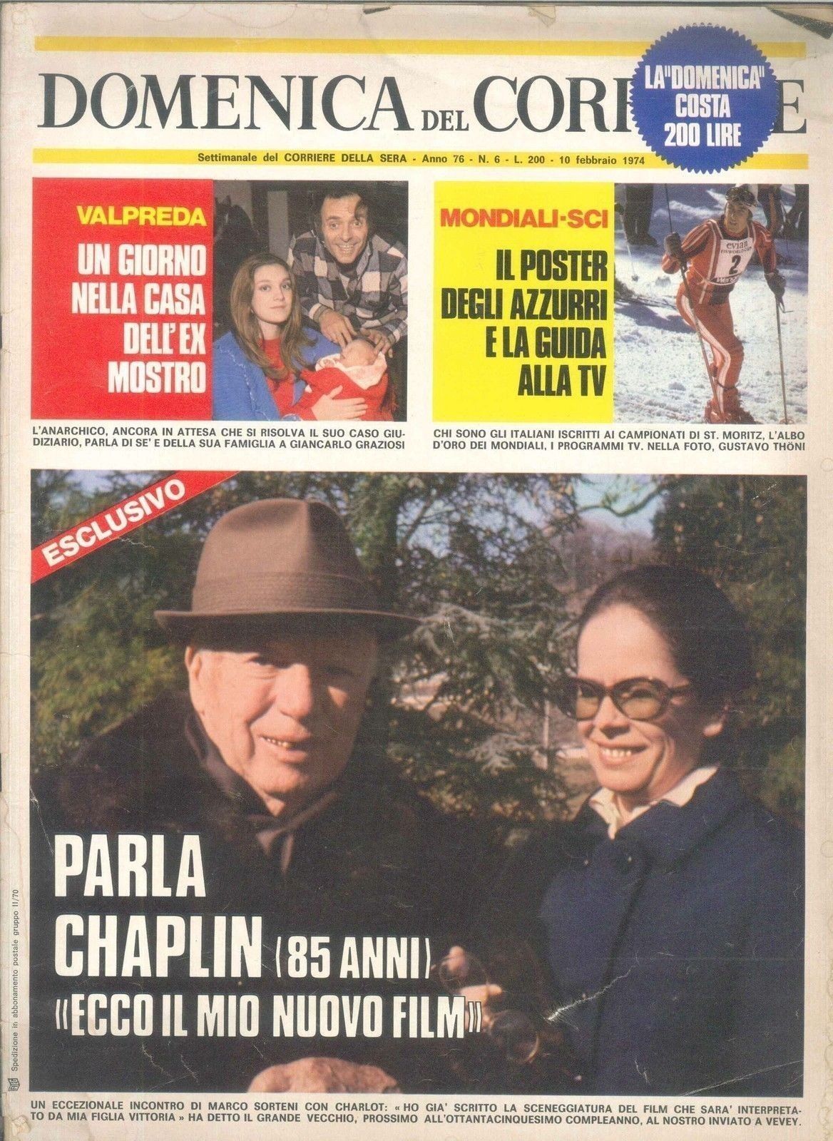 DOMENICA DEL CORRIERE N 6  -10 FEBBRAIO 1974