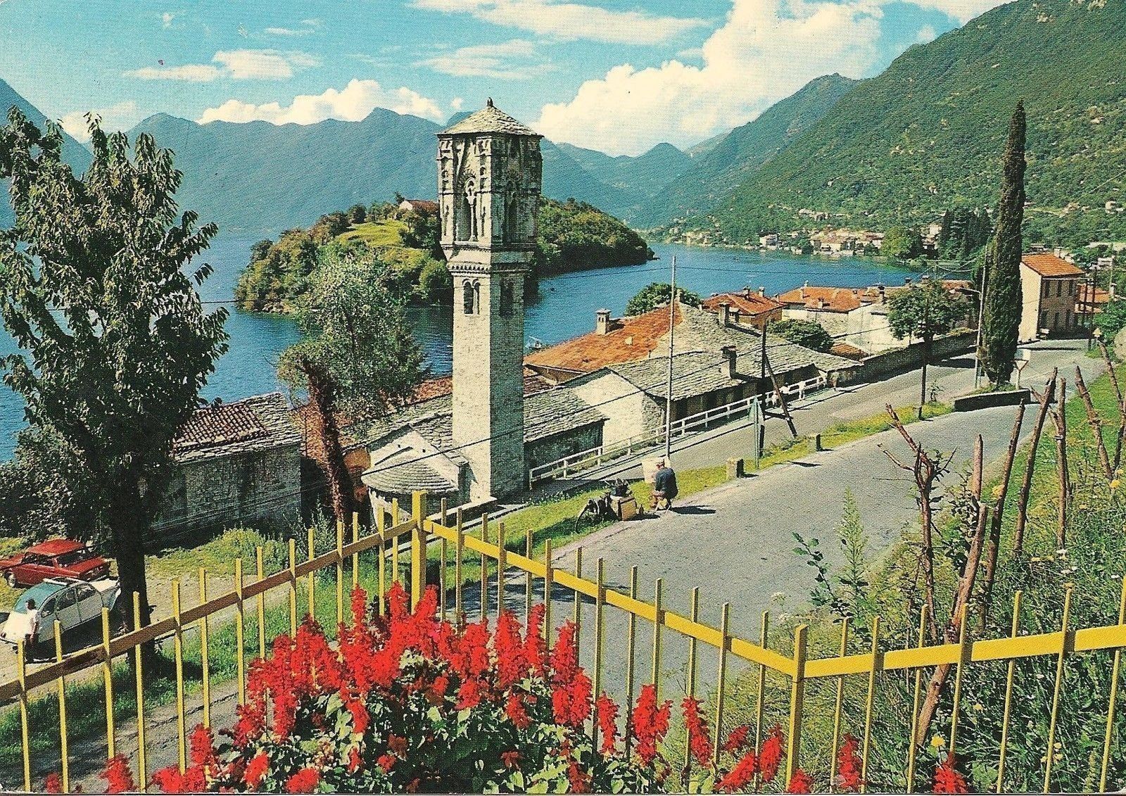 LAGO COMO - TORRE GOTICA E ISOLA COMACINA - ACQUARELLATA - V