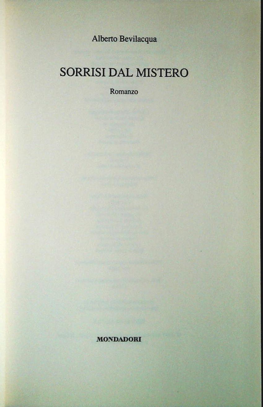 SORRISI DAL MISTERO - ALBERTO BEVILACQUA - MONDADORI 1998 - OUTLET DEL LIBRO