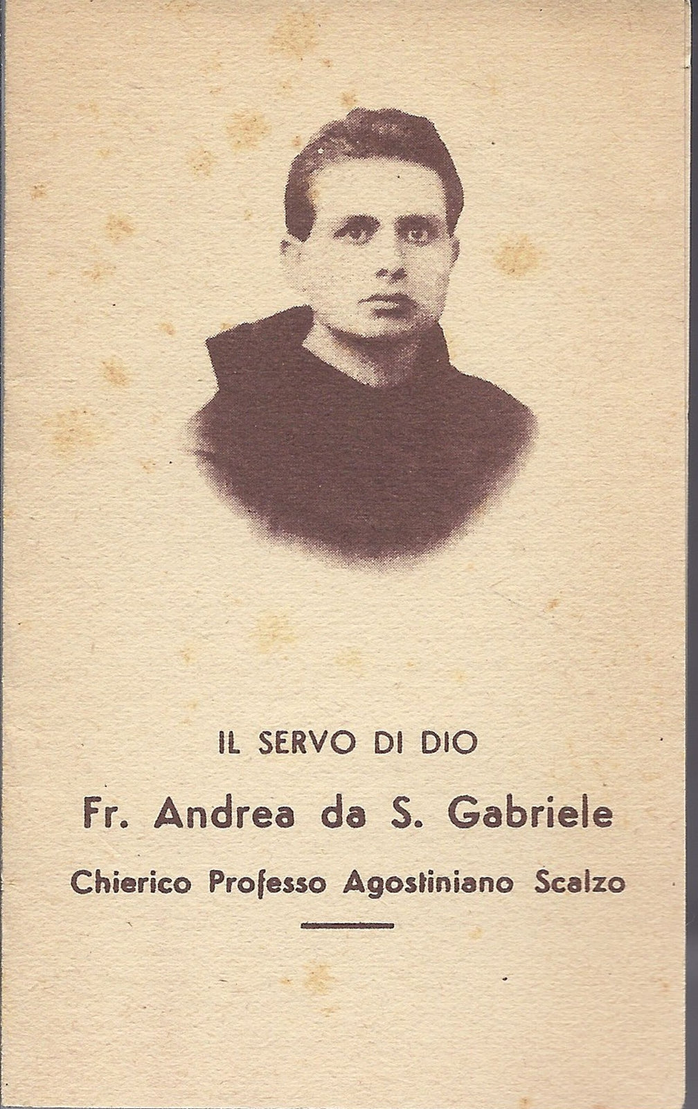 Fr. ANDREA da S. GABRIELE Servo di Dio - SANTINO a Libretto 
