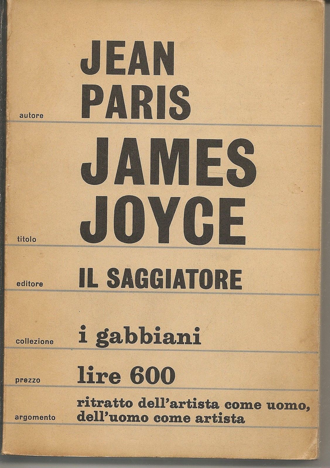 JAMES JOYCE - JEAN PARIS   1^ Edizione 1966