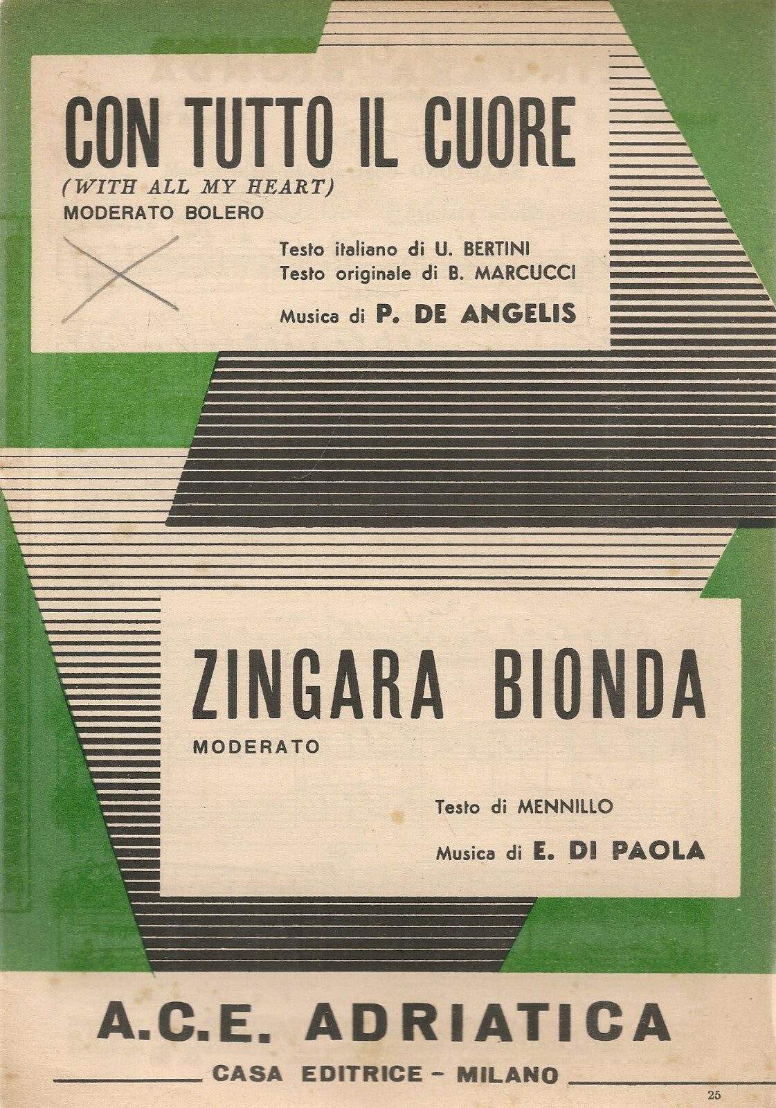 CON TUTTO IL CUIORE - ZINGARA BIONDA - SPARTITO-SHEET MUSIC
